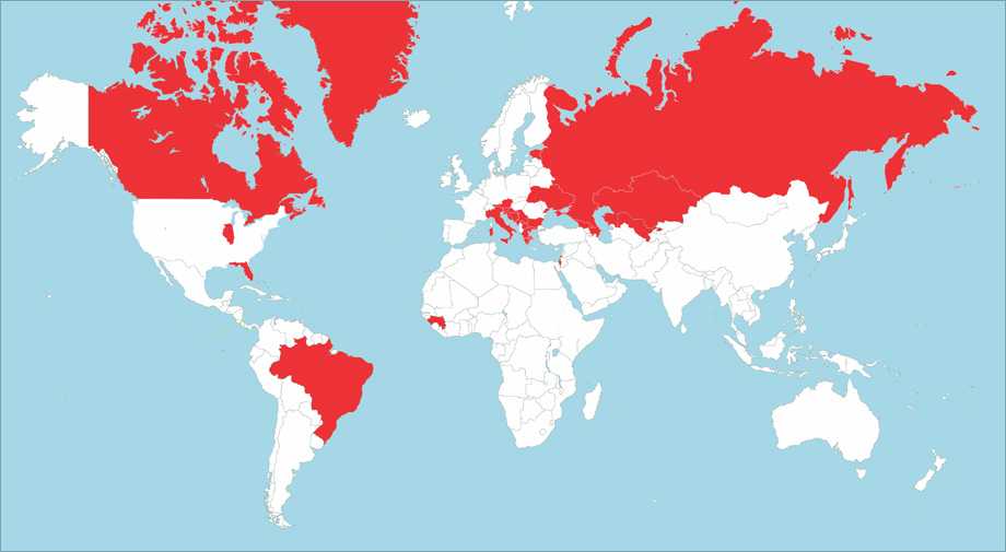 SCRA na mapi sveta